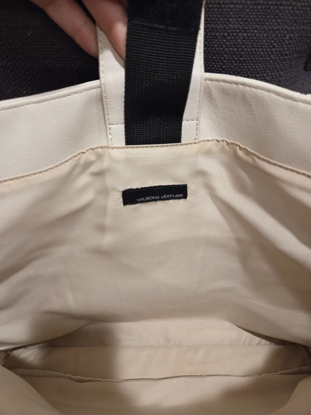 Wilsons Leather Tote Bag Women OS Cream Ivory Classic Work Shoulder Carryall